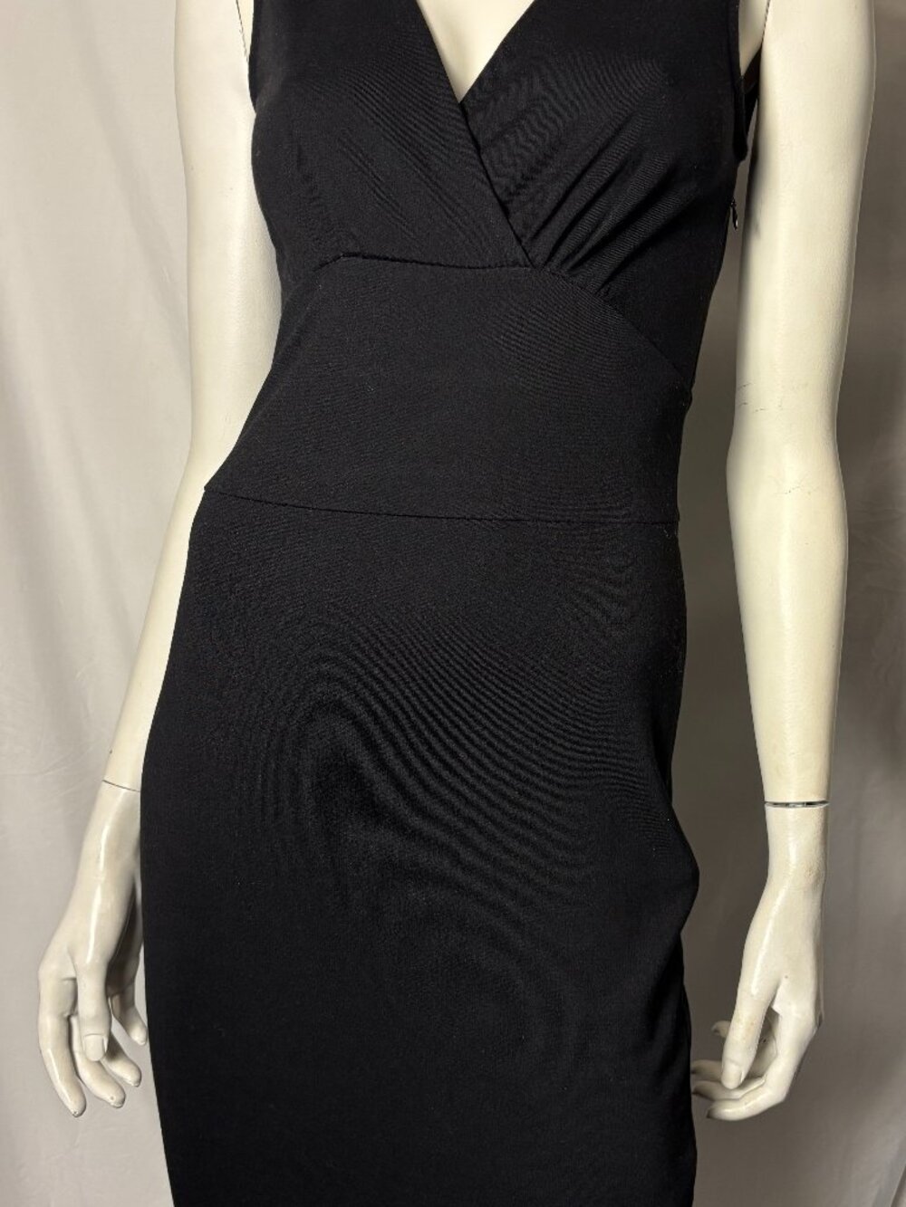 Kardashian Kollection Black Sleeveless Bodycon Wrap Midi Dress Size Small